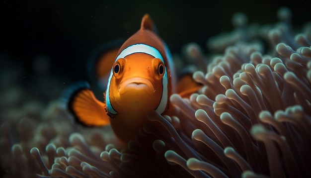 Peixes subaquáticos nadando em um recife colorido mostrando a beleza natural gerada pela inteligência artificial