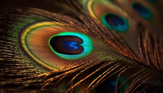 Penas de pavão vibrantes mostram a beleza e a elegância da natureza geradas pela IA