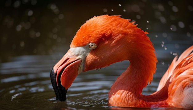 Foto grátis penas lindas, bico multicolorido, olho rosa, flamingo americano gerado por ia