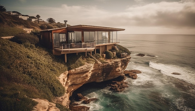 Foto grátis penhasco majestoso, paisagem marítima tranquila, aventura remota nas astúrias gerada por ia