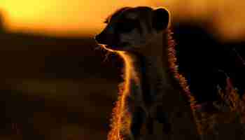 Foto grátis pequeno suricato fica alerta no deserto africano gerado por ia