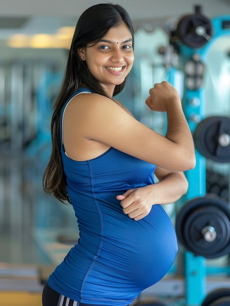 Foto grátis perfil de uma mulher grávida indiana