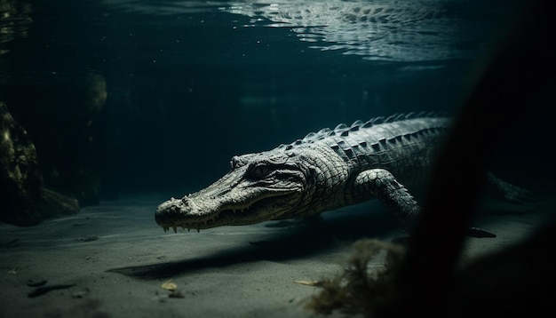 Foto grátis perigo subaquático crocodilo do nilo se esconde em ia geradora de pântano