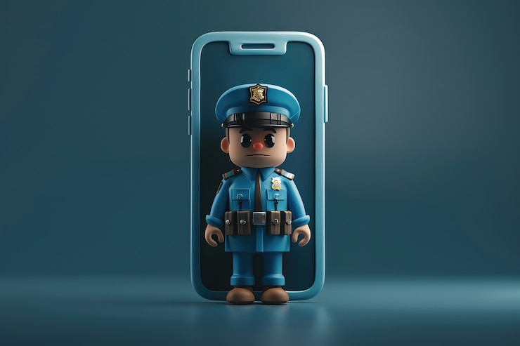 Foto grátis personagem 3d emergindo de um smartphone