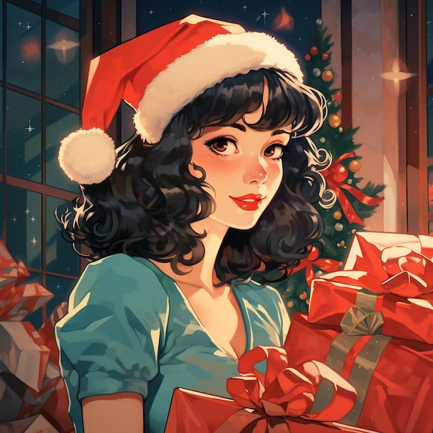 Foto grátis personagem de anime celebrando o natal