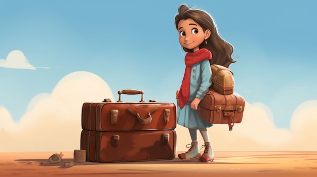 Foto grátis personagem de desenho animado a viajar