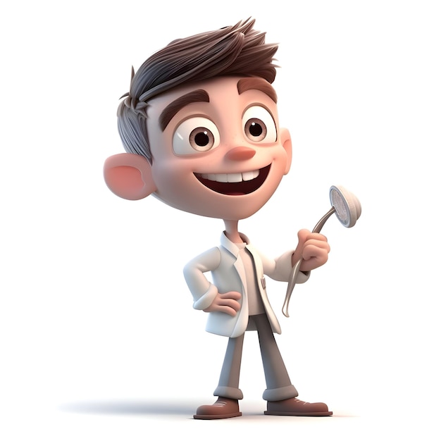 Foto grátis personagem de desenho animado do médico com estetoscópio e estetoscópio