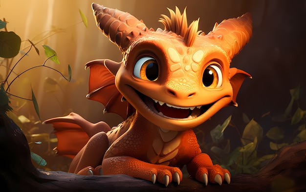 Foto grátis personagem de desenho animado dragão