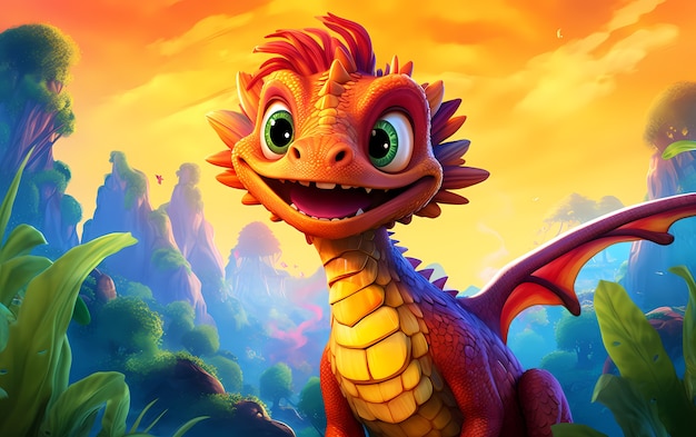 Personagem de desenho animado dragão