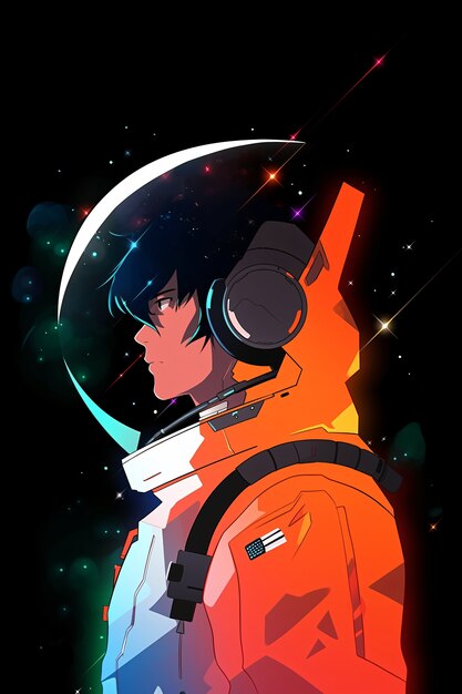 Personagem de estilo anime no espaço