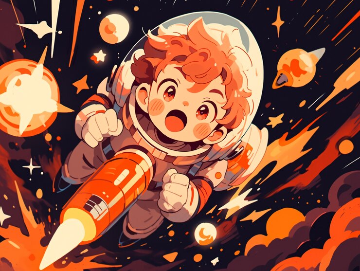 Foto grátis personagem de estilo anime no espaço