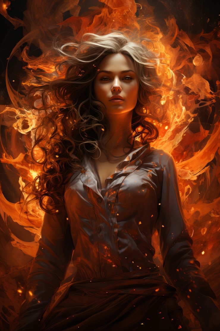 Foto grátis personagem de estilo fantasia em chamas