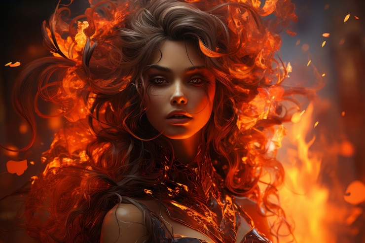 Foto grátis personagem de estilo fantasia em chamas