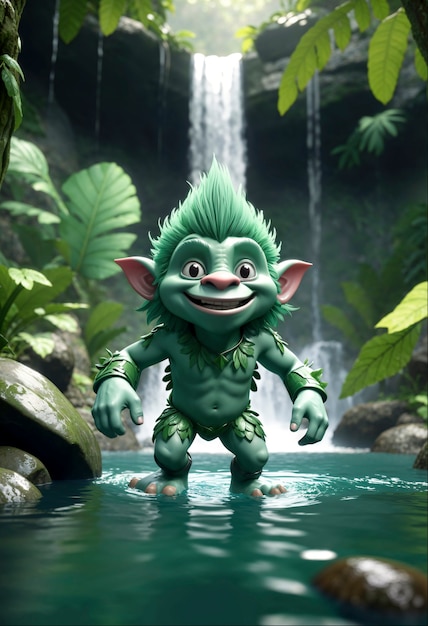 Foto grátis personagem de troll de fantasia em ambiente natural