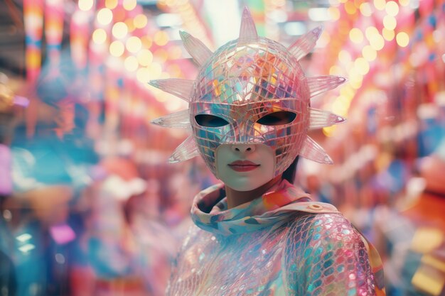 Personagem futurista em retrato de carnaval