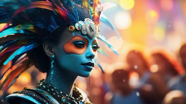 Foto grátis personagem futurista em retrato de carnaval