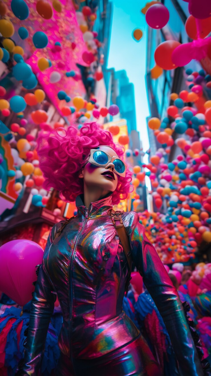 Foto grátis personagem futurista em retrato de carnaval
