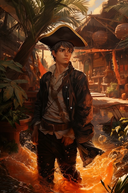 Foto grátis personagem pirata retratado em estilo de arte digital