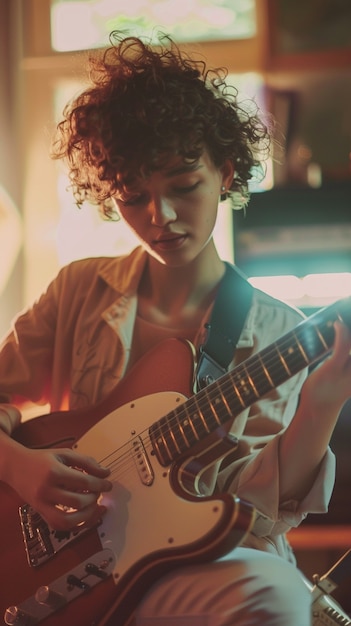 Personagem tocando guitarra elétrica