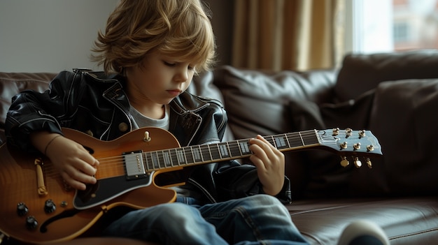 Personagem tocando guitarra elétrica