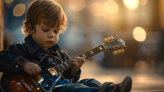 Personagem tocando guitarra elétrica