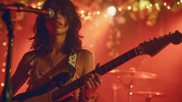 Foto grátis personagem tocando guitarra elétrica