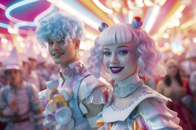 Personagem vestindo traje em carnaval futurista