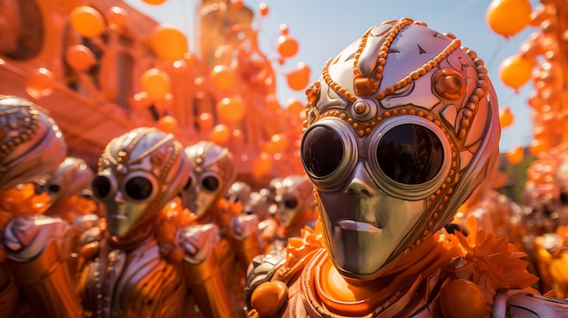 Foto grátis personagem vestindo traje em carnaval futurista