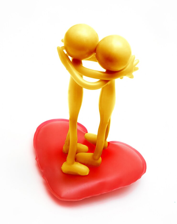 personagens amarelos beijando