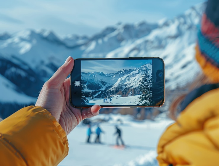 Foto grátis perspectiva da pessoa que cria conteúdos de viagens com o smartphone