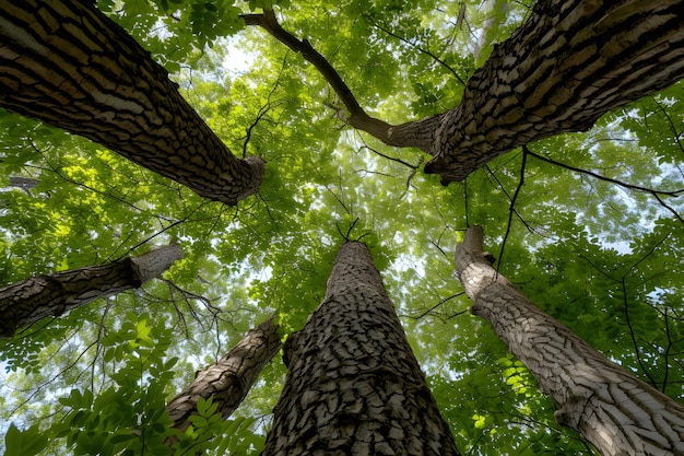 Foto grátis perspectiva de ângulo baixo de árvore com bonito dossel