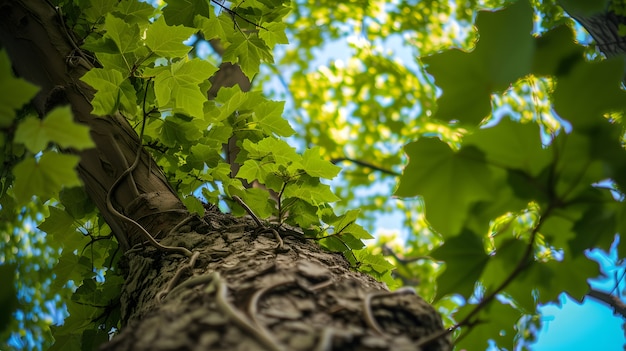 Foto grátis perspectiva de ângulo baixo de árvore com bonito dossel