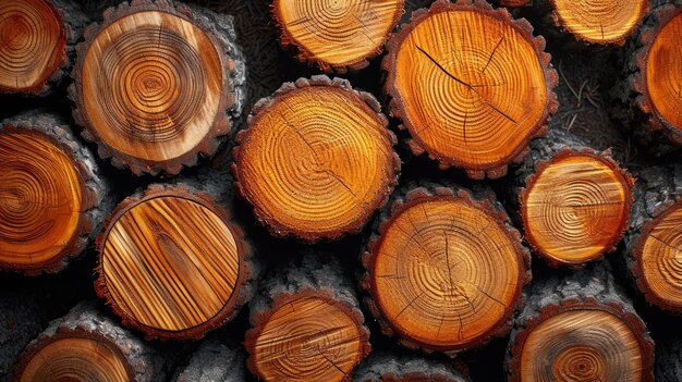 Perspectiva fotorrealista de troncos de madeira na indústria madeireira