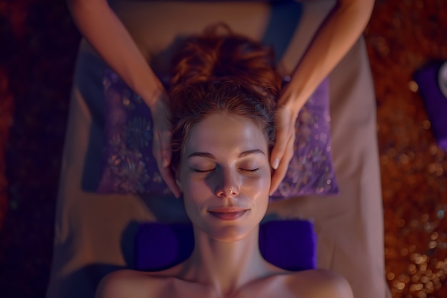 Pessoa a desfrutar de uma massagem do couro cabeludo num spa