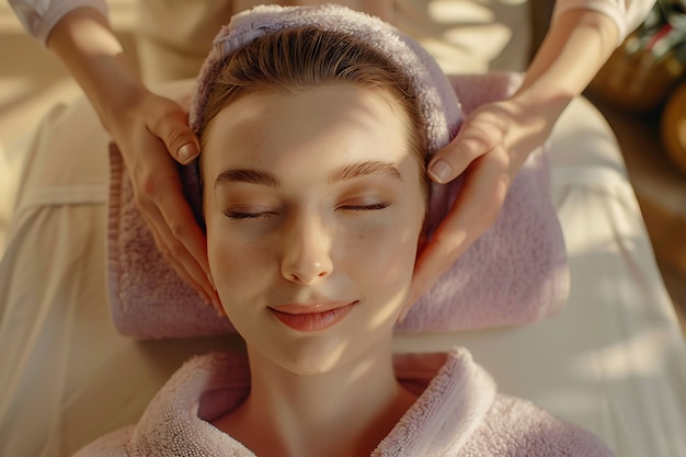 Foto grátis pessoa a desfrutar de uma massagem do couro cabeludo num spa