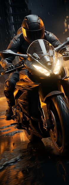 Foto grátis pessoa andando de moto poderosa