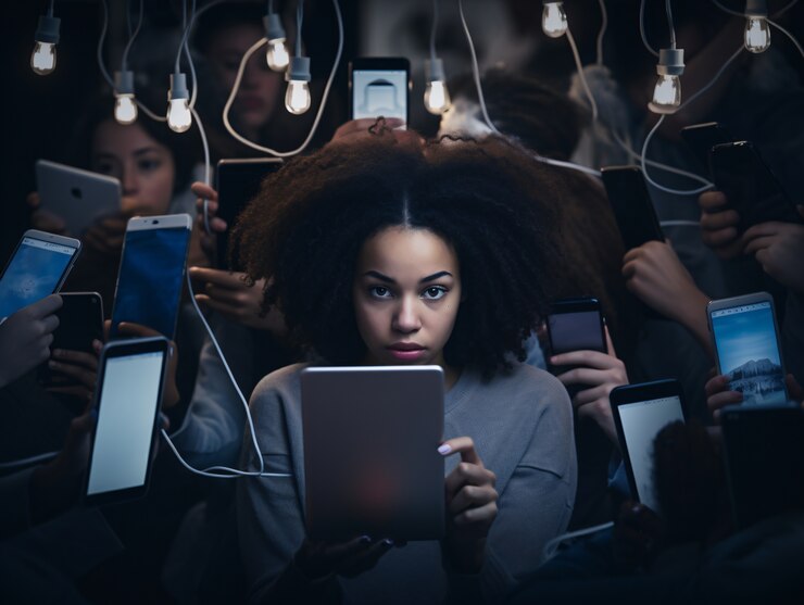 Foto grátis pessoa com ansiedade induzida pelas redes sociais