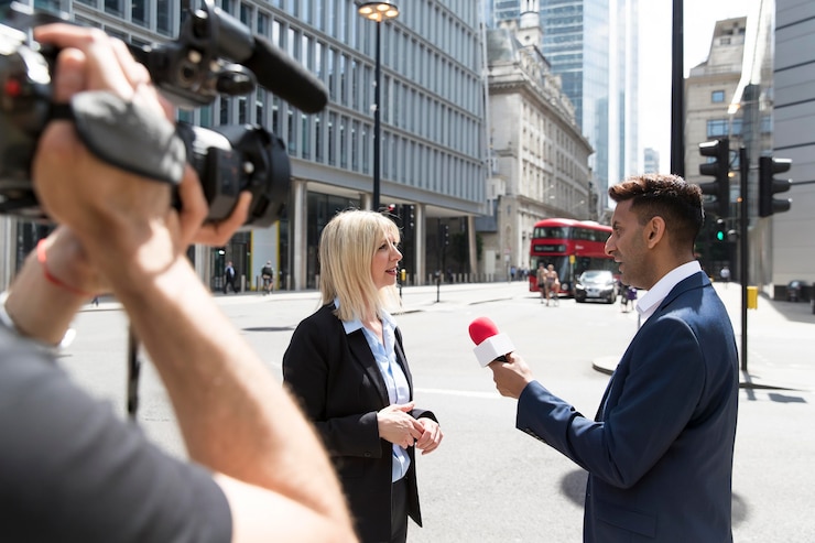 Foto grátis pessoa conduzindo uma entrevista