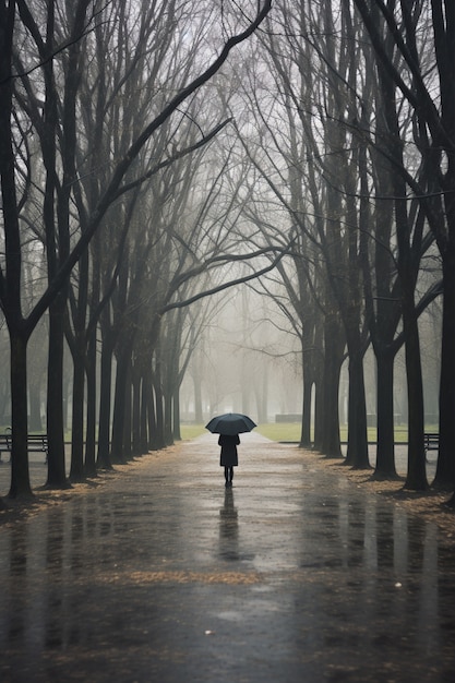 Pessoa deprimida em pé na chuva