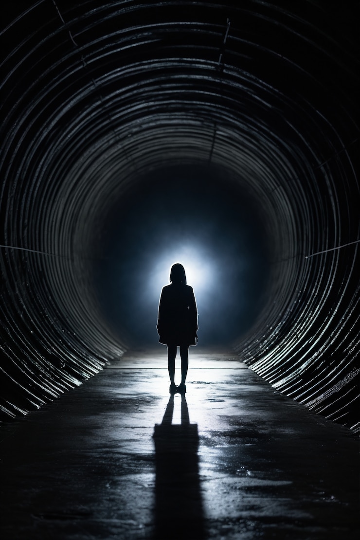 Foto grátis pessoa deprimida no túnel