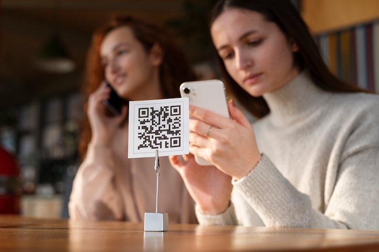 Foto grátis pessoa escaneando o código qr