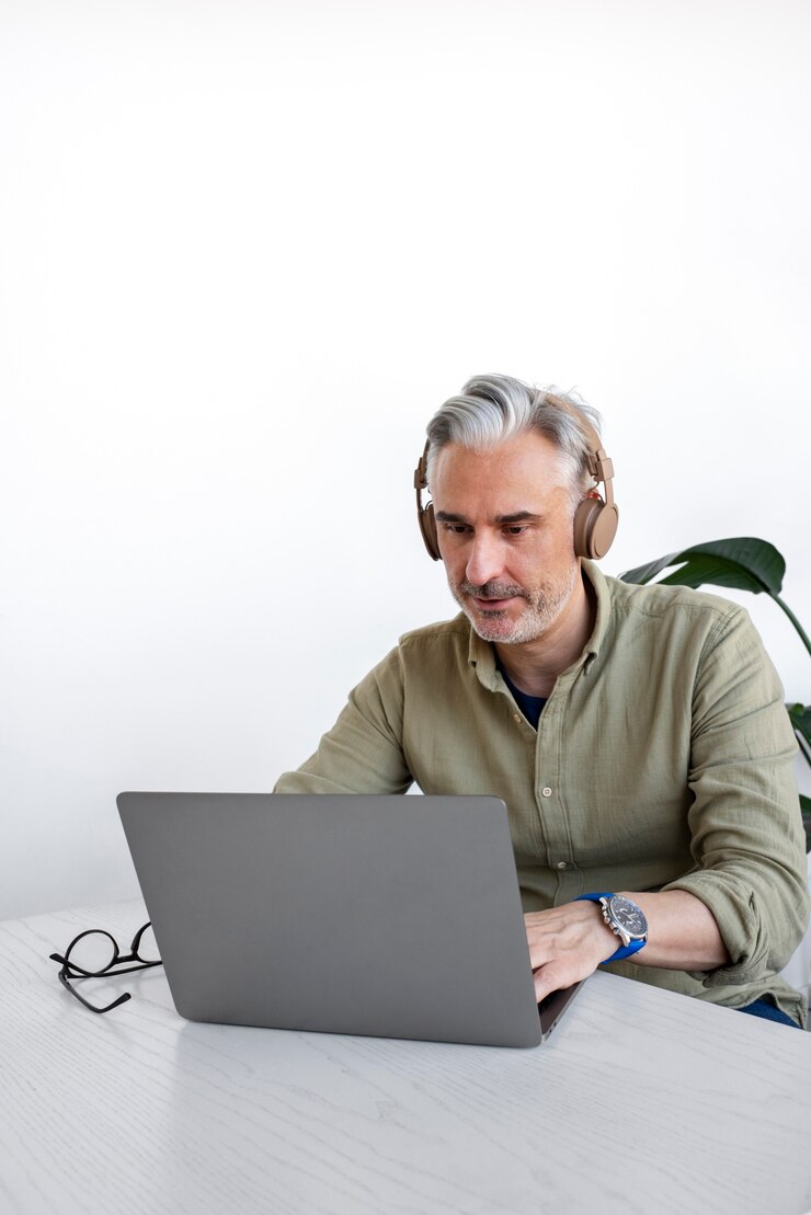 Foto grátis pessoa idosa aprendendo a usar a tecnologia