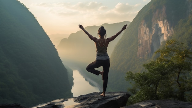 Pessoa praticando ioga meditação ao ar livre na natureza