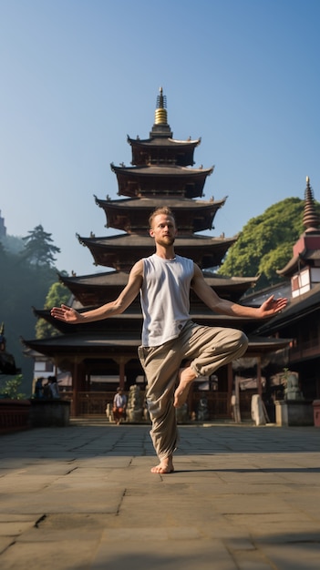 Foto grátis pessoa praticando ioga meditação