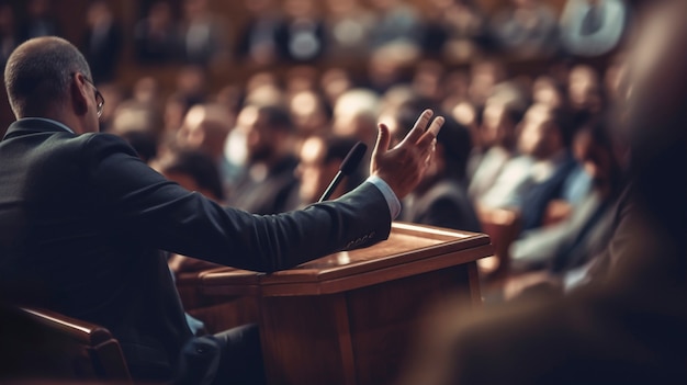 Foto grátis pessoa que faz um discurso num evento oficial