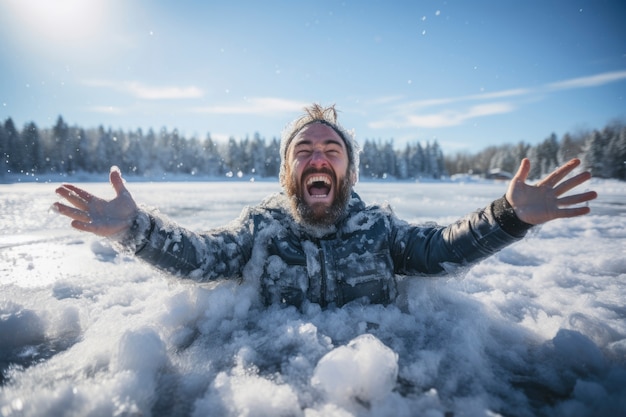 Pessoa que pratica a exposição ao frio para o metabolismo