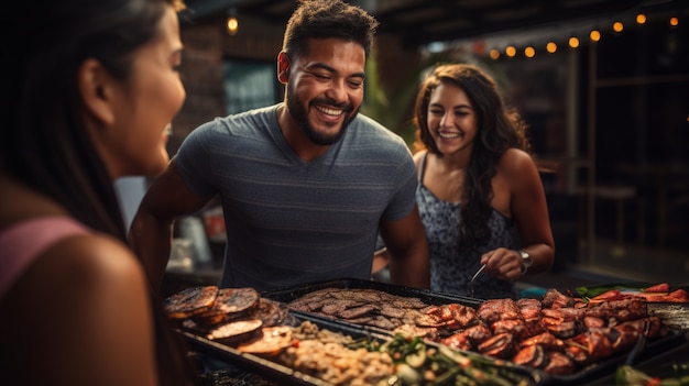 Foto grátis pessoas a desfrutar de churrasco mexicano