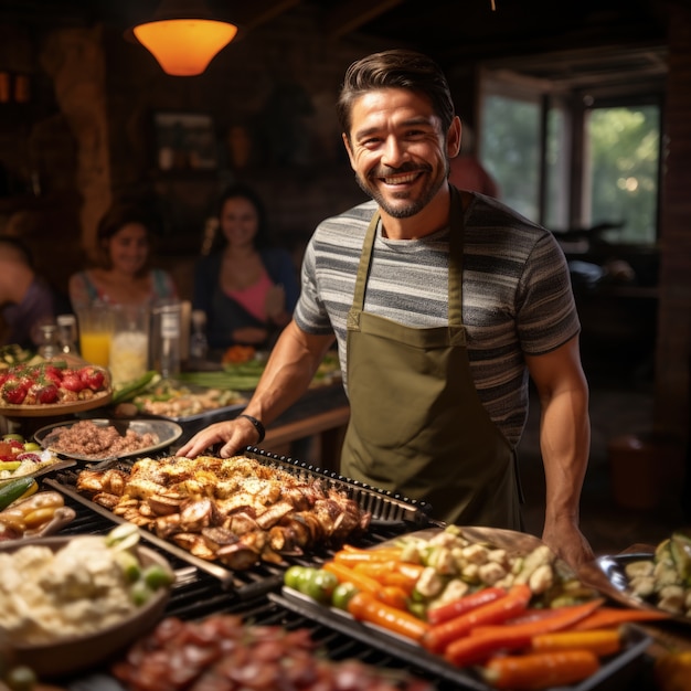 Foto grátis pessoas a desfrutar de churrasco mexicano