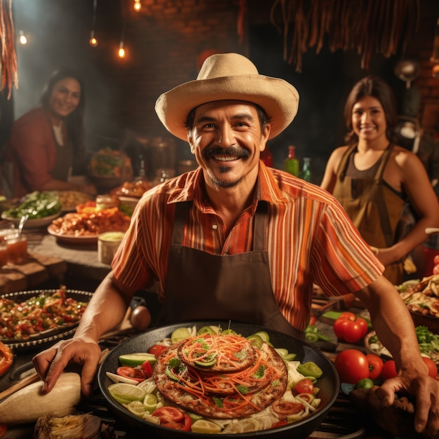 Foto grátis pessoas a desfrutar de churrasco mexicano