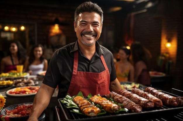 Pessoas a desfrutar de churrasco mexicano